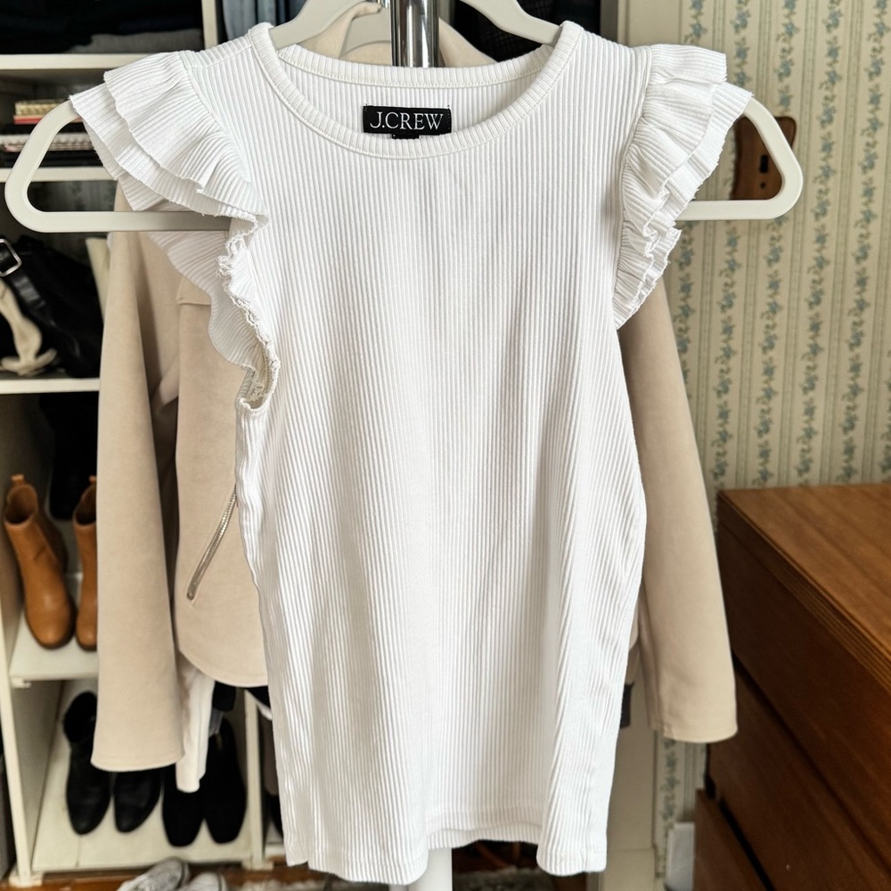 J Crew Ribbed Ruffle Tank